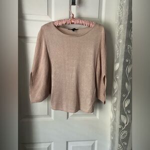 White House black market metallic sparkling knit lightweight sweater blouse sz S